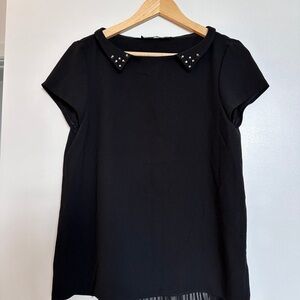 Zara Woman Short-Sleeve Studded Collar Blouse size L